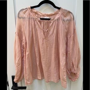 Soft pink flowy silk blouse
